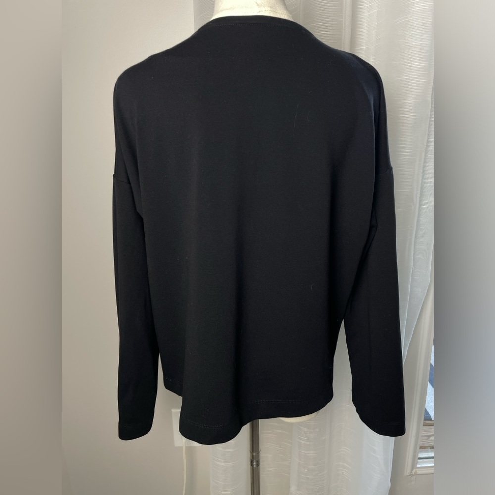 Eileen Fisher Drape Collar Long Sleeve Asymmetric Zip Short Moto Jacket Medium - Picture 6 of 10
